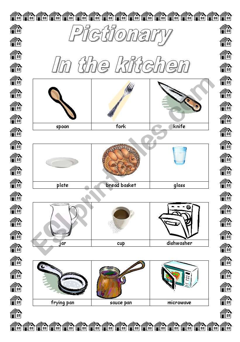Pictionary - In the kitchen worksheet