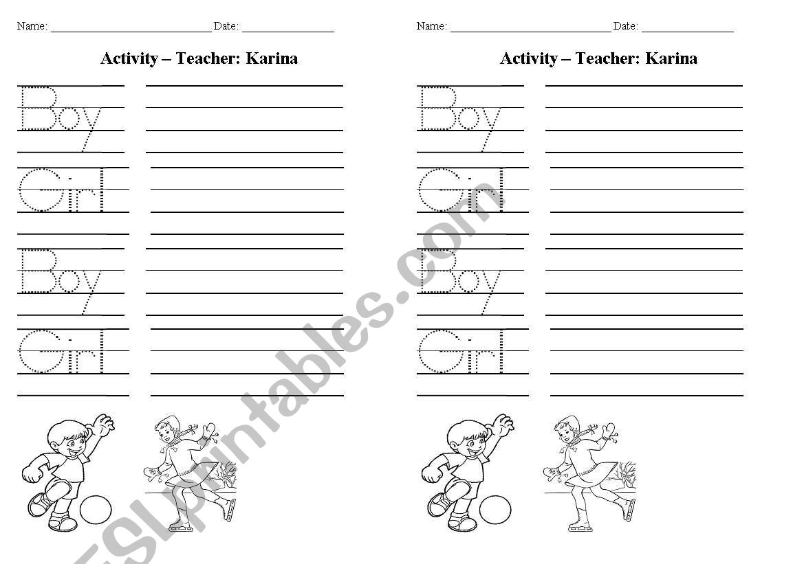 Boy and Girl worksheet