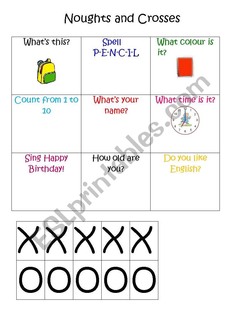 Noughts and Crosses worksheet