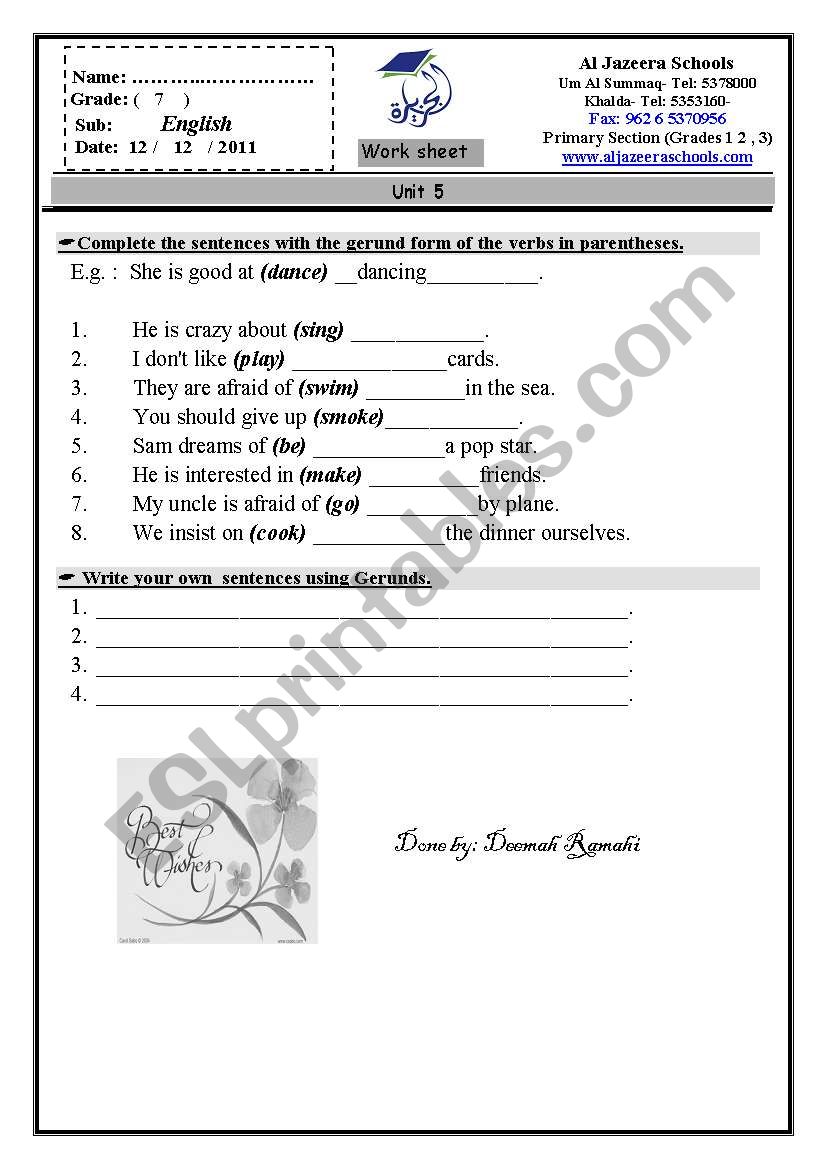 Gerund worksheet