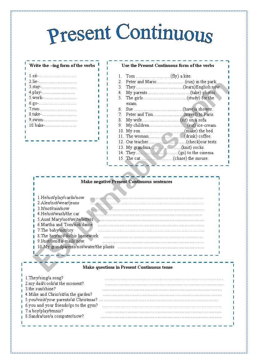 Present Continuous worksheet