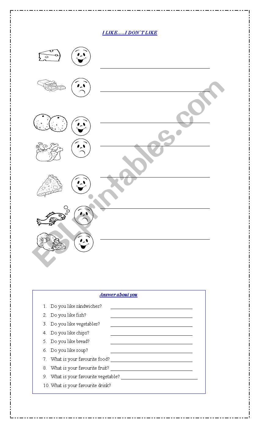 FOOD worksheet