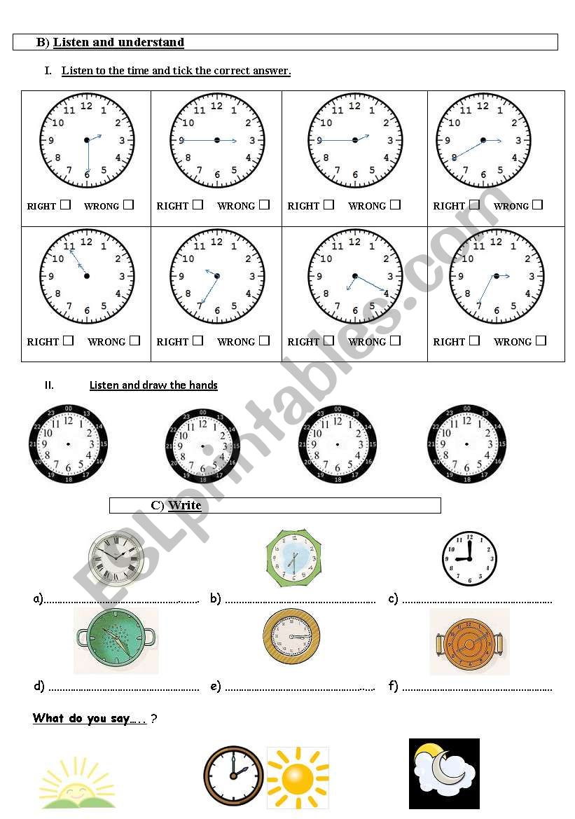 whats the time? test part 2  worksheet