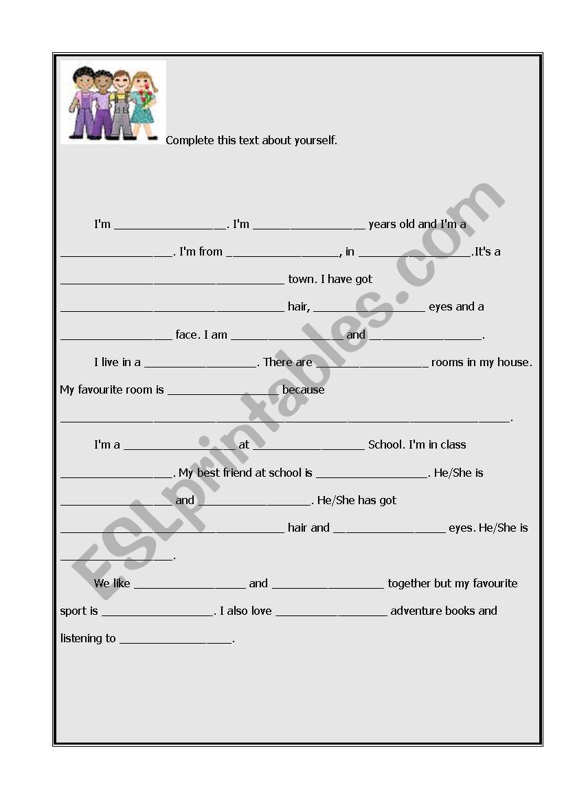 Write about yourself worksheet