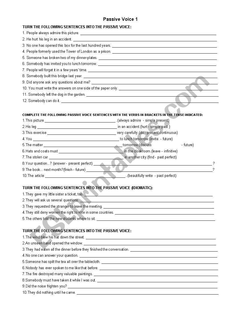 passive voice worksheet