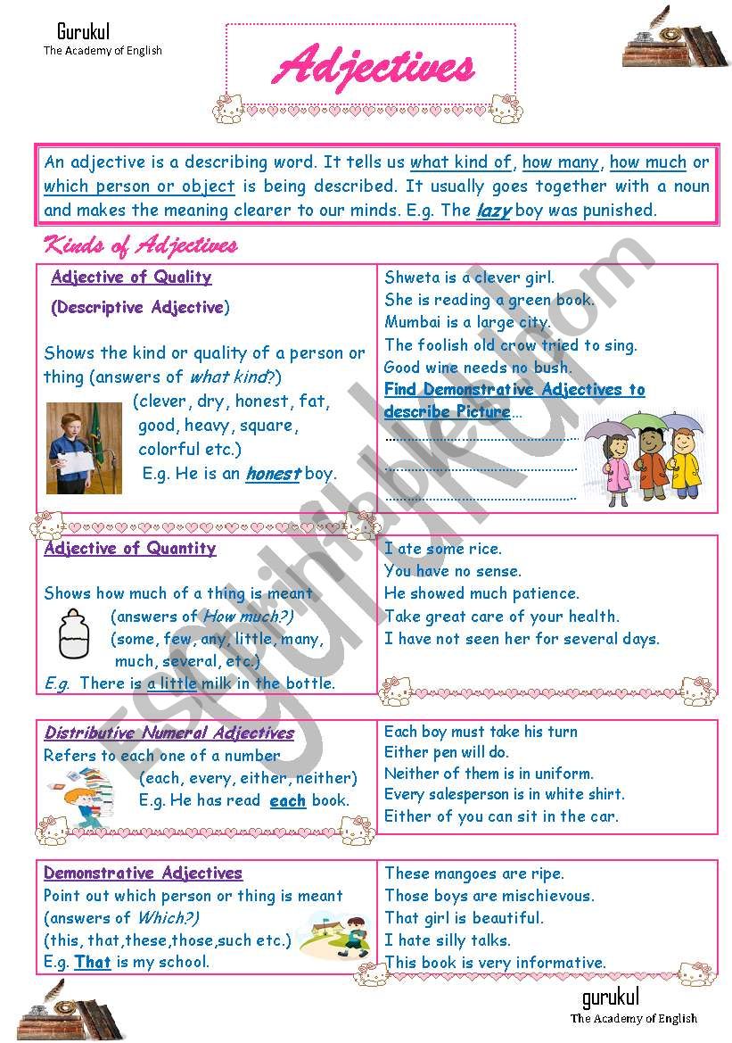 Adjectives worksheet