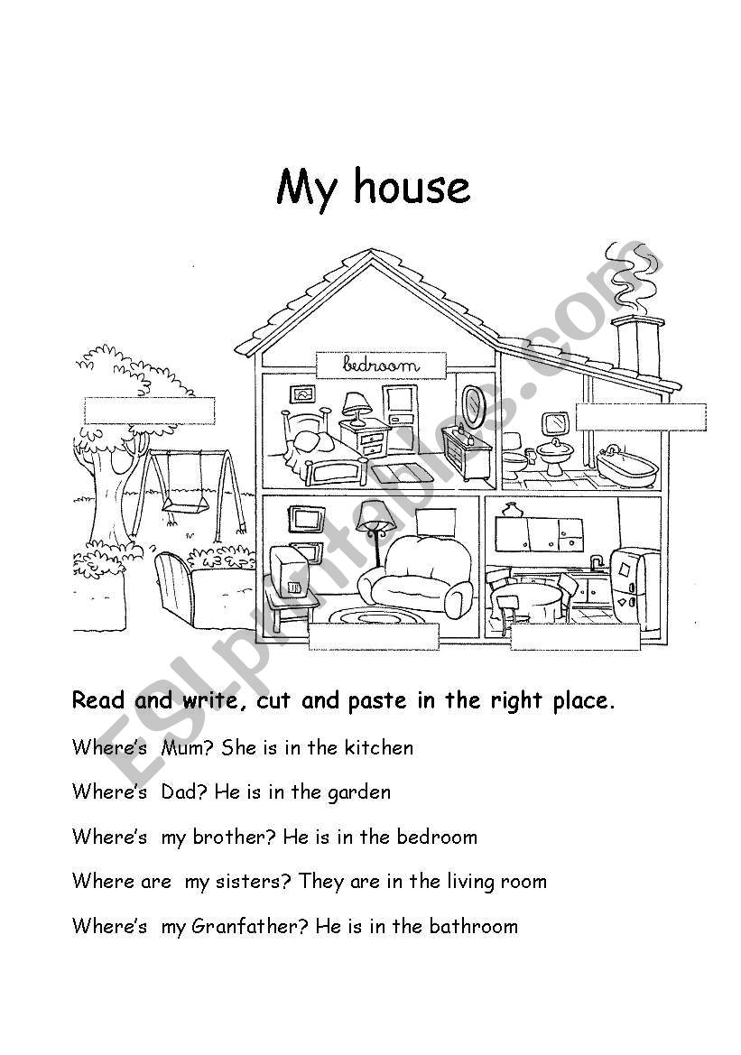 My Family in my house worksheet