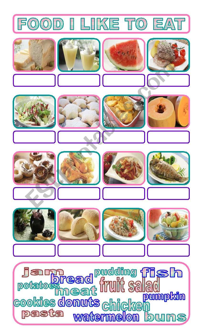 food I like to eat worksheet