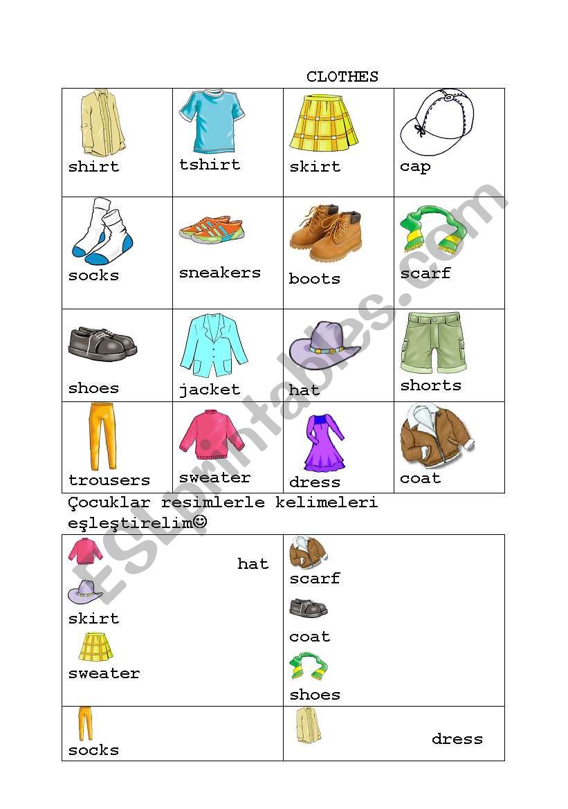 my clothes worksheet