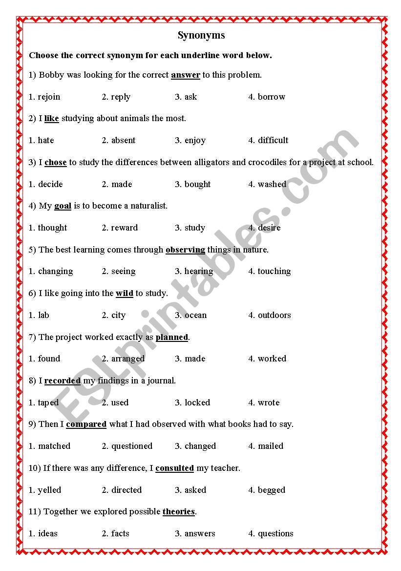 Synonyms & Antonyms worksheet
