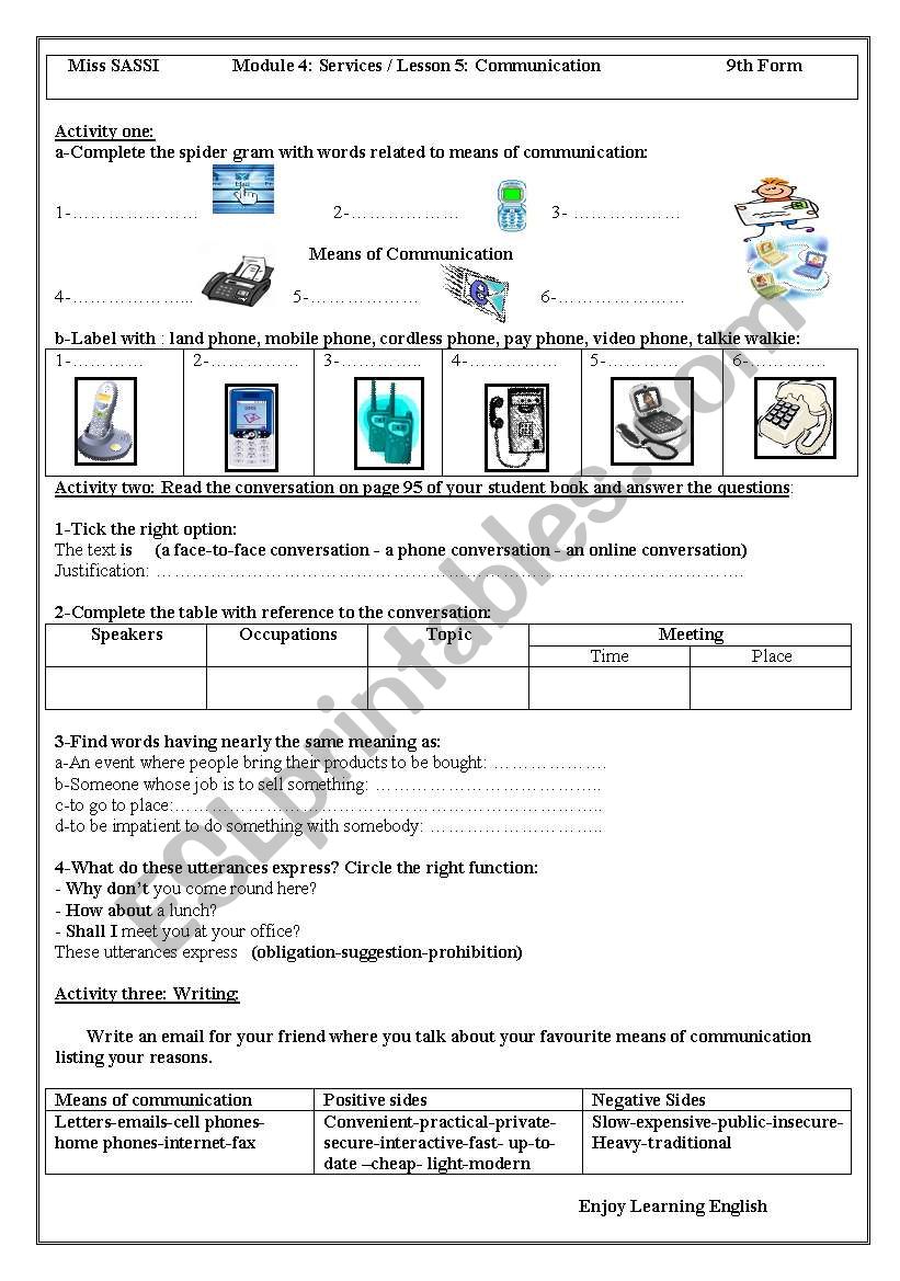 Module4 Lesson5 Communication 9th form