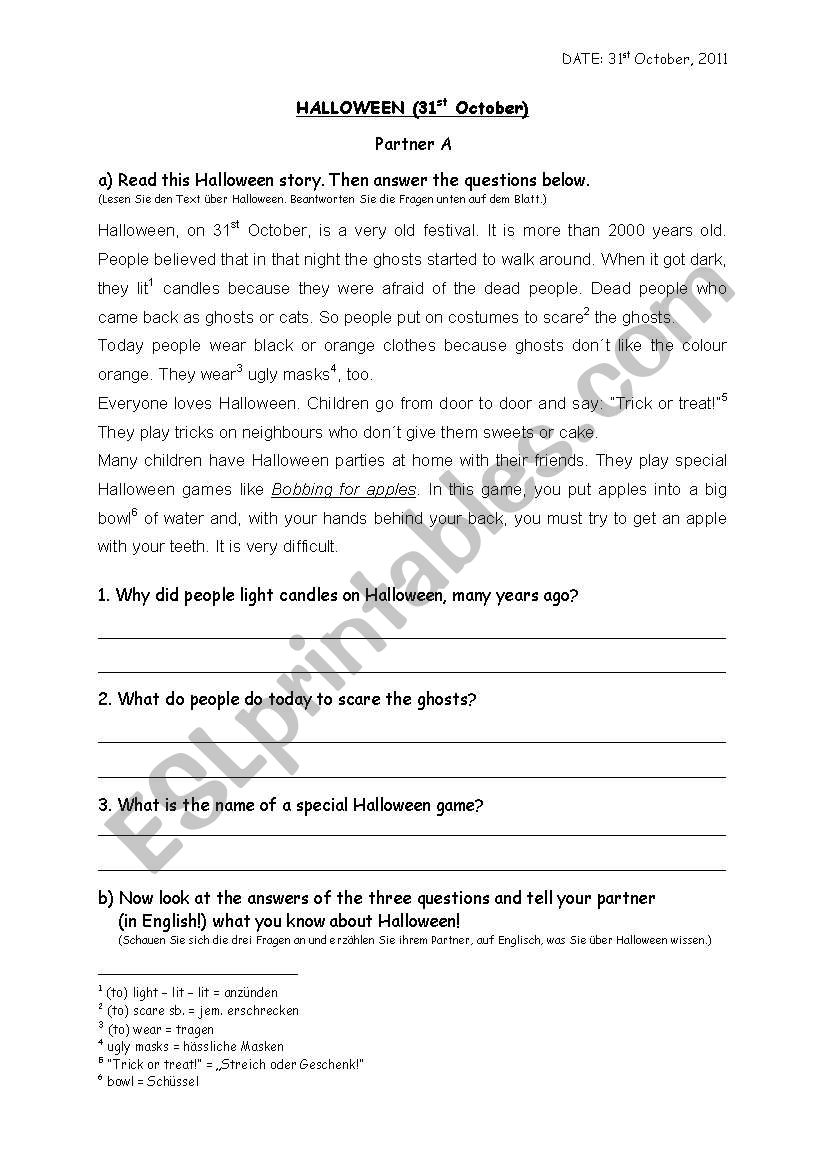 Halloween worksheet