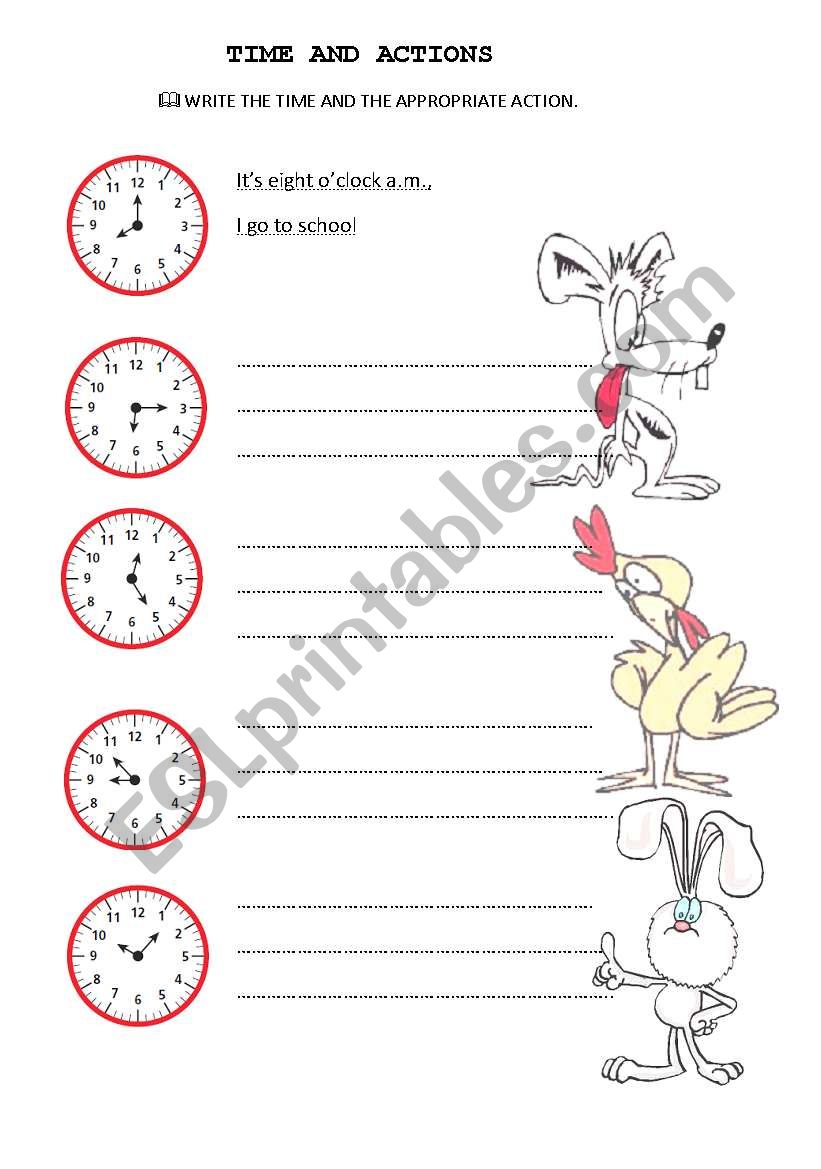 time and actions worksheet