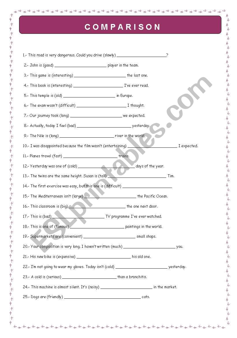 Comparison worksheet