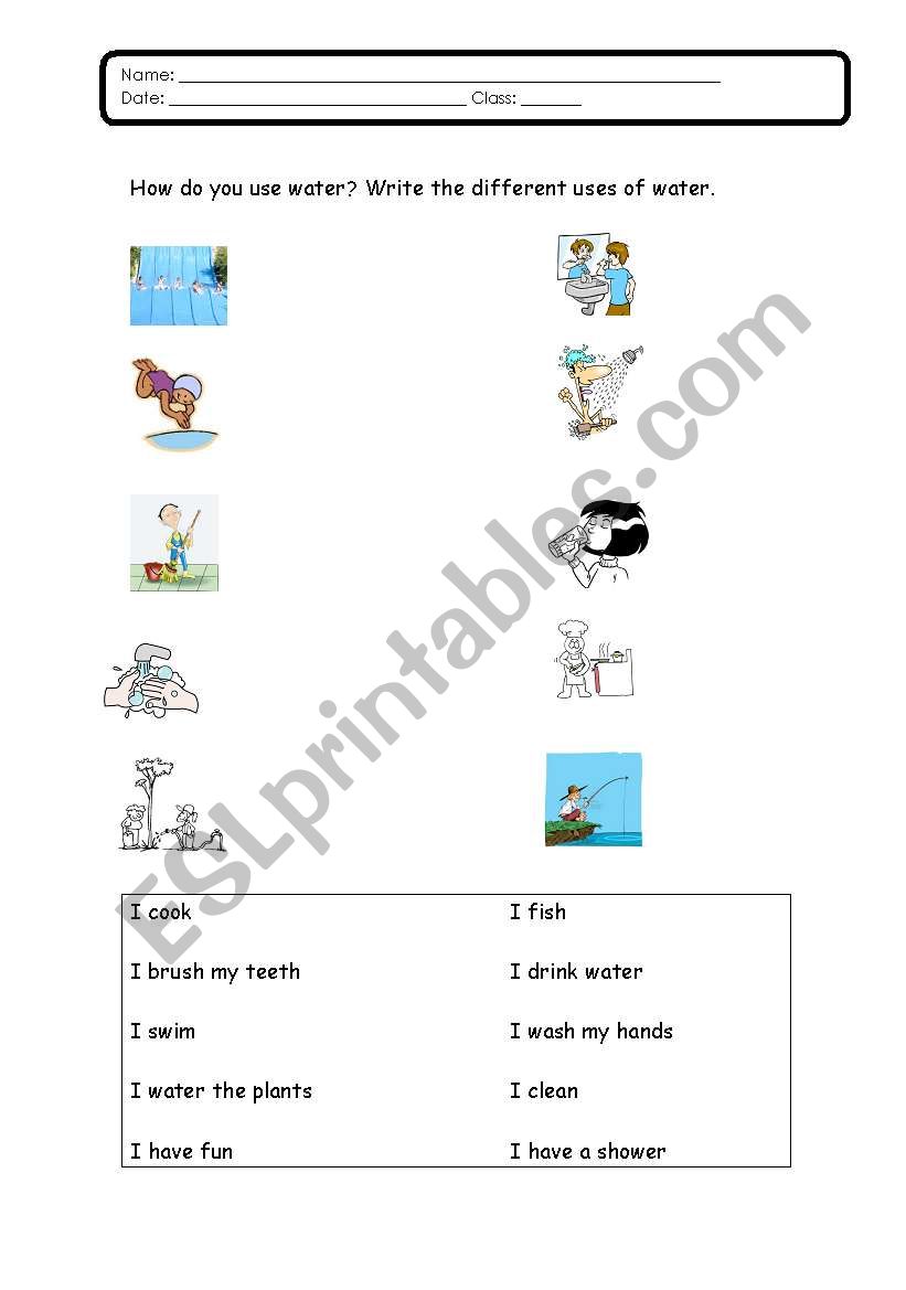 How do you use water worksheet