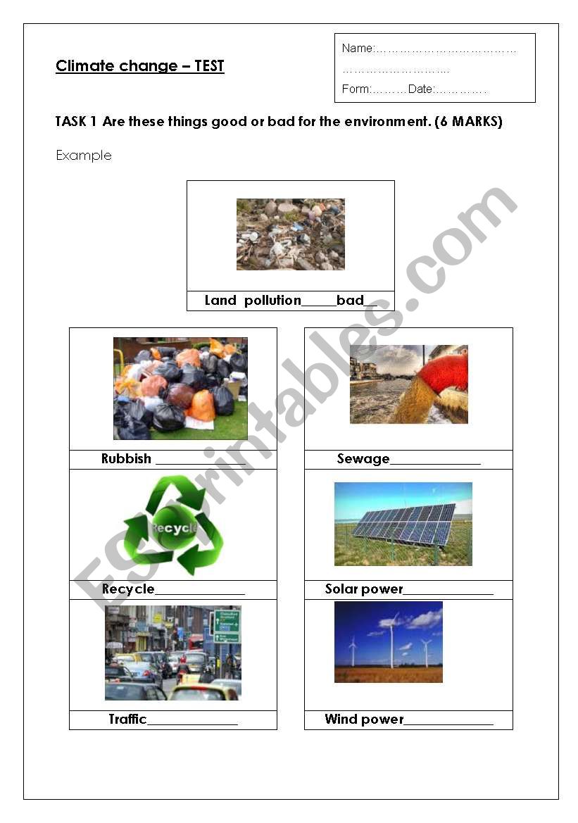 Climate change Environment  Test