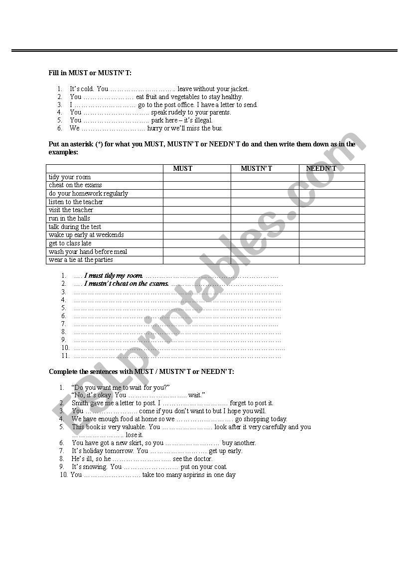 modal verbs worksheet