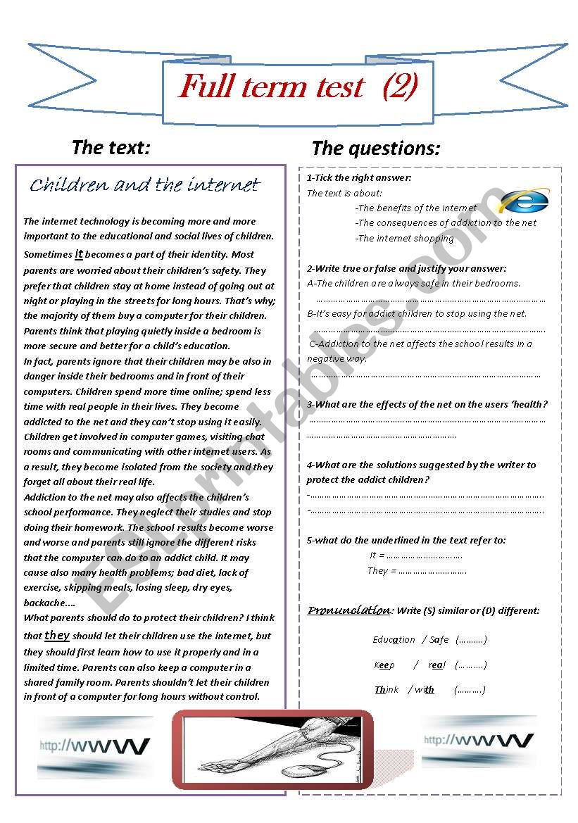 Full term test  worksheet