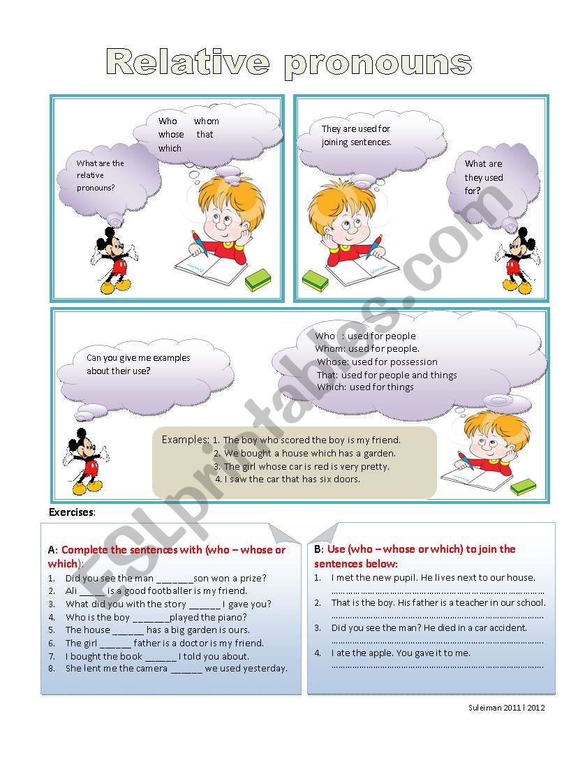 Relative pronouns worksheet