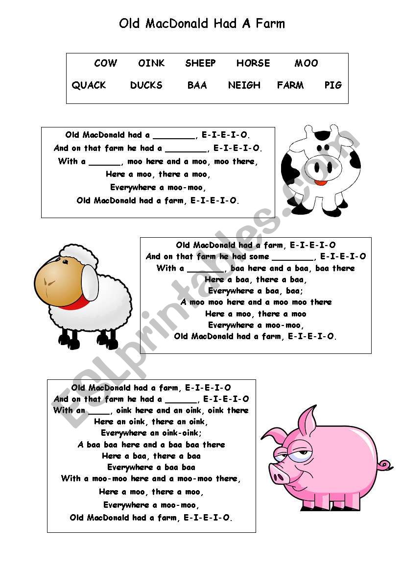 Old MacDonald worksheet