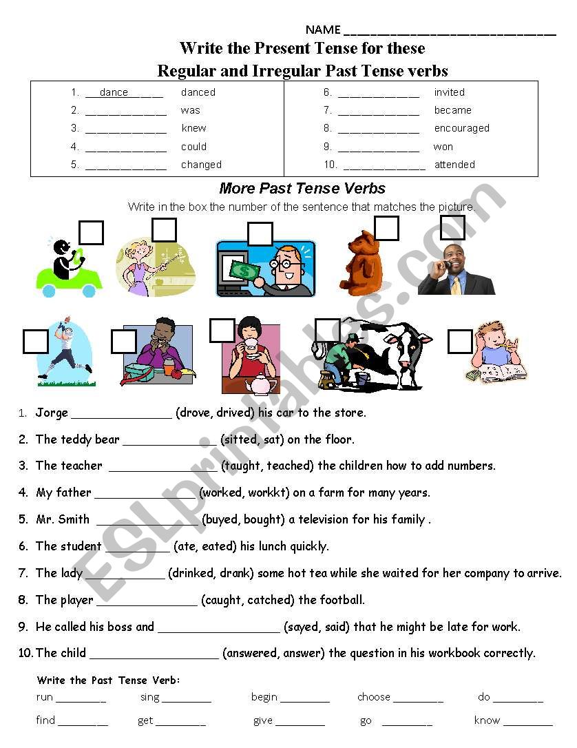 Past Tense Verbs worksheet