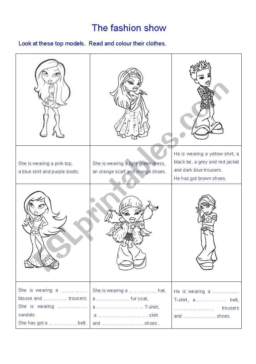 the fashion show worksheet