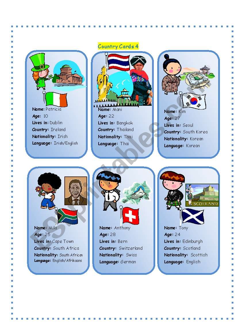 Country Cards 4 worksheet