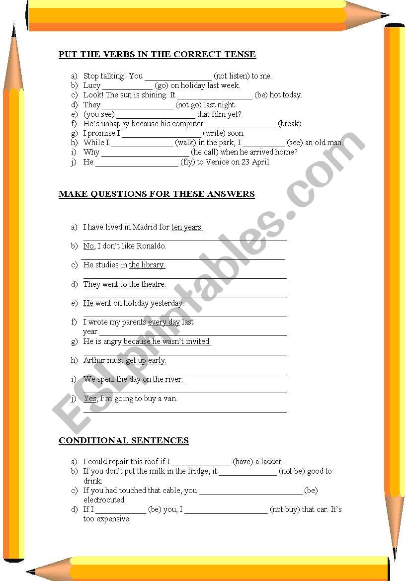 TEST FOR 1º BCHTO worksheet