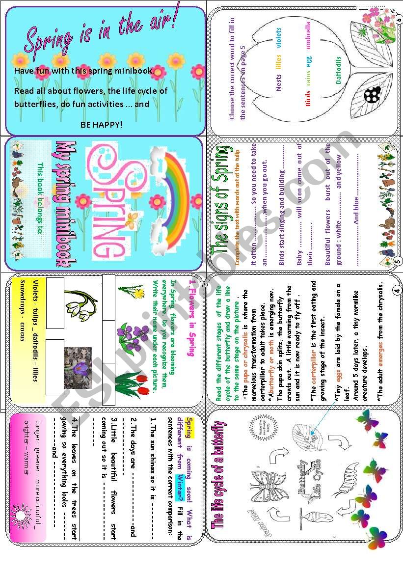 My spring minibook worksheet