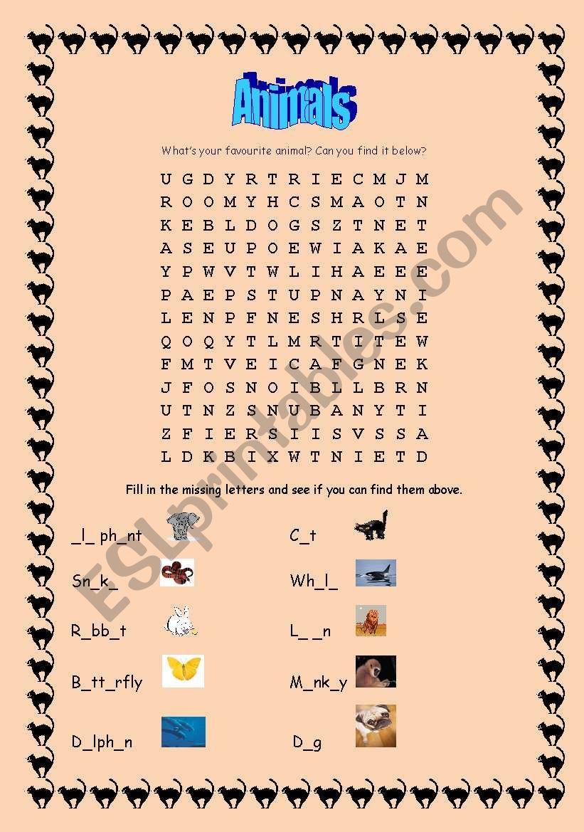 Animals worksheet