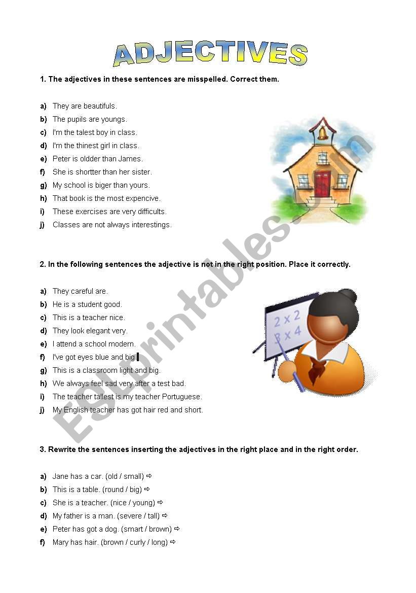 Adjectives 8th Grade worksheet