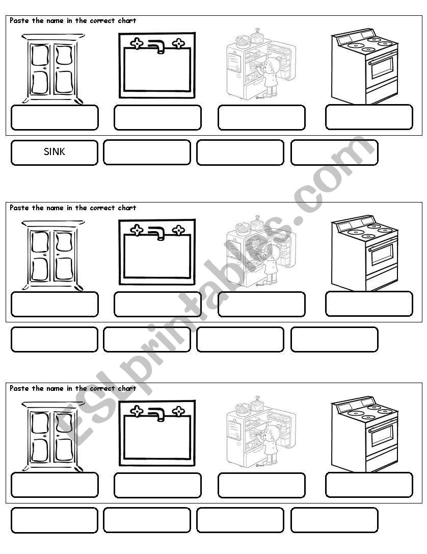 kitchen objects worksheet