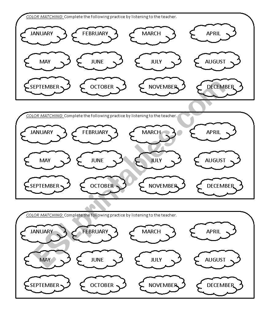 months of the year worksheet