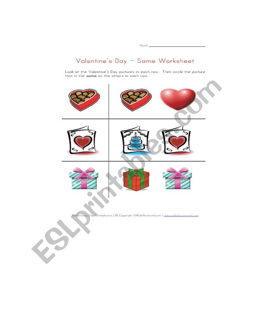 Valentines day worksheet