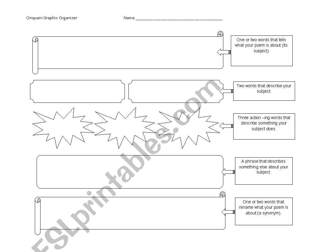 Cinquain Graphic Organizer worksheet