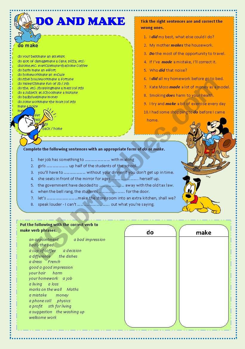 do and make worksheet