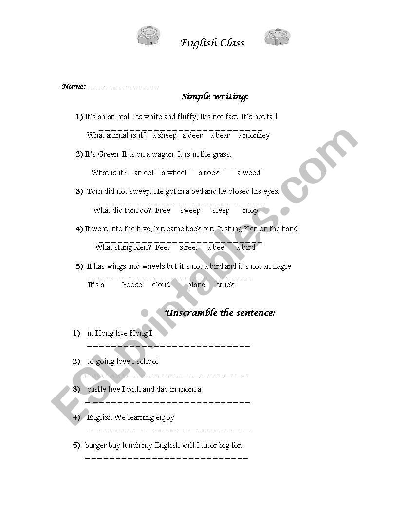 Simple Scramble  worksheet