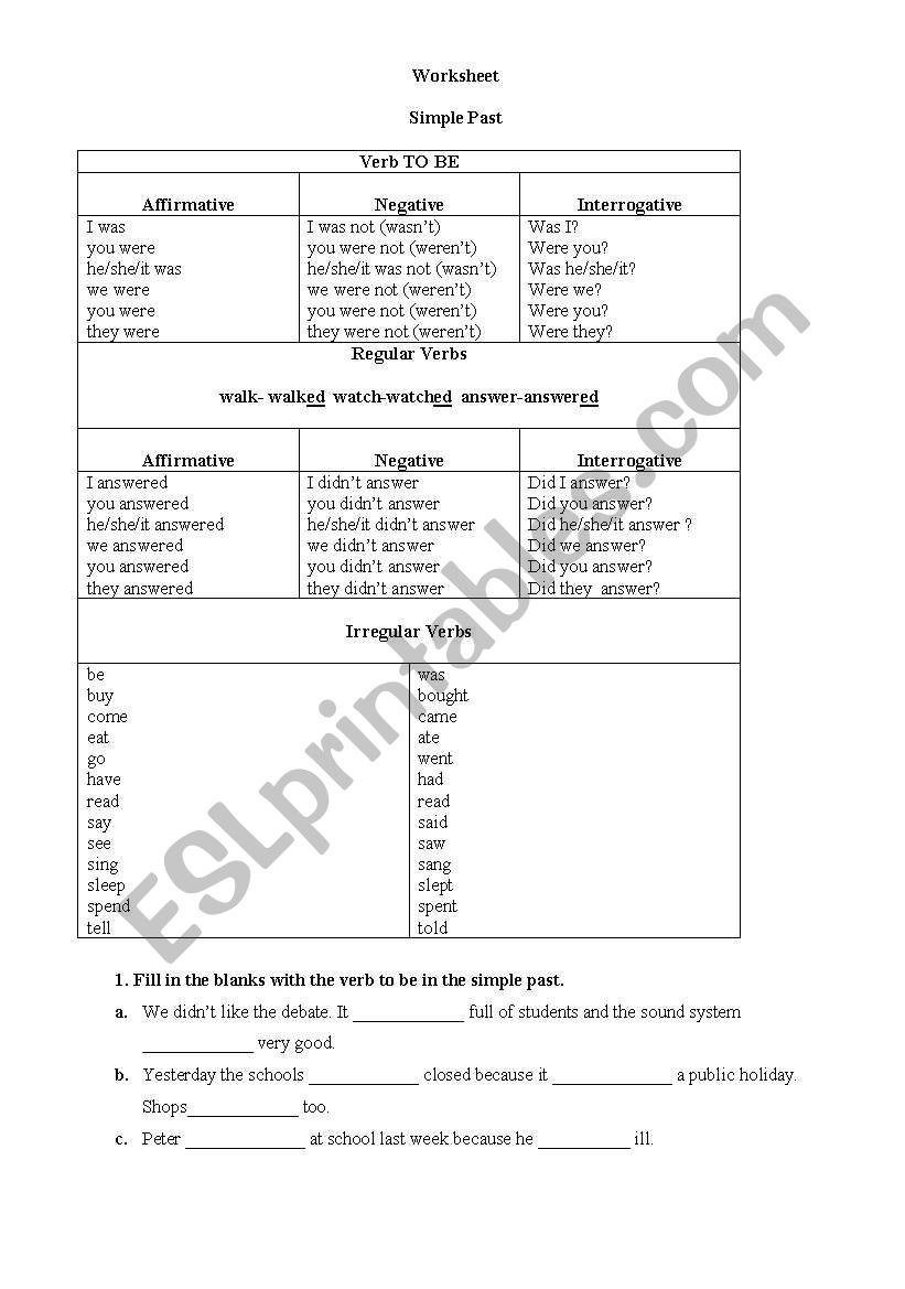 Simple past / Reflexive verbs worksheet