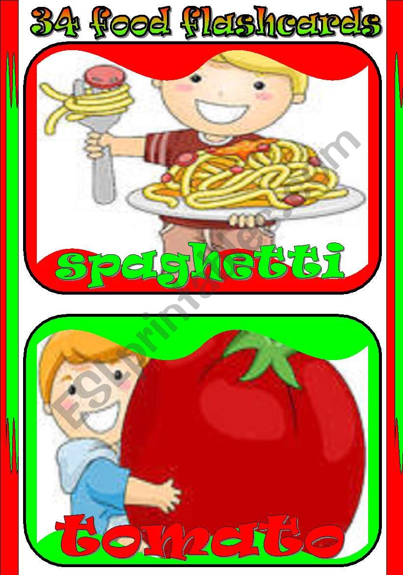 34 food flashcards worksheet