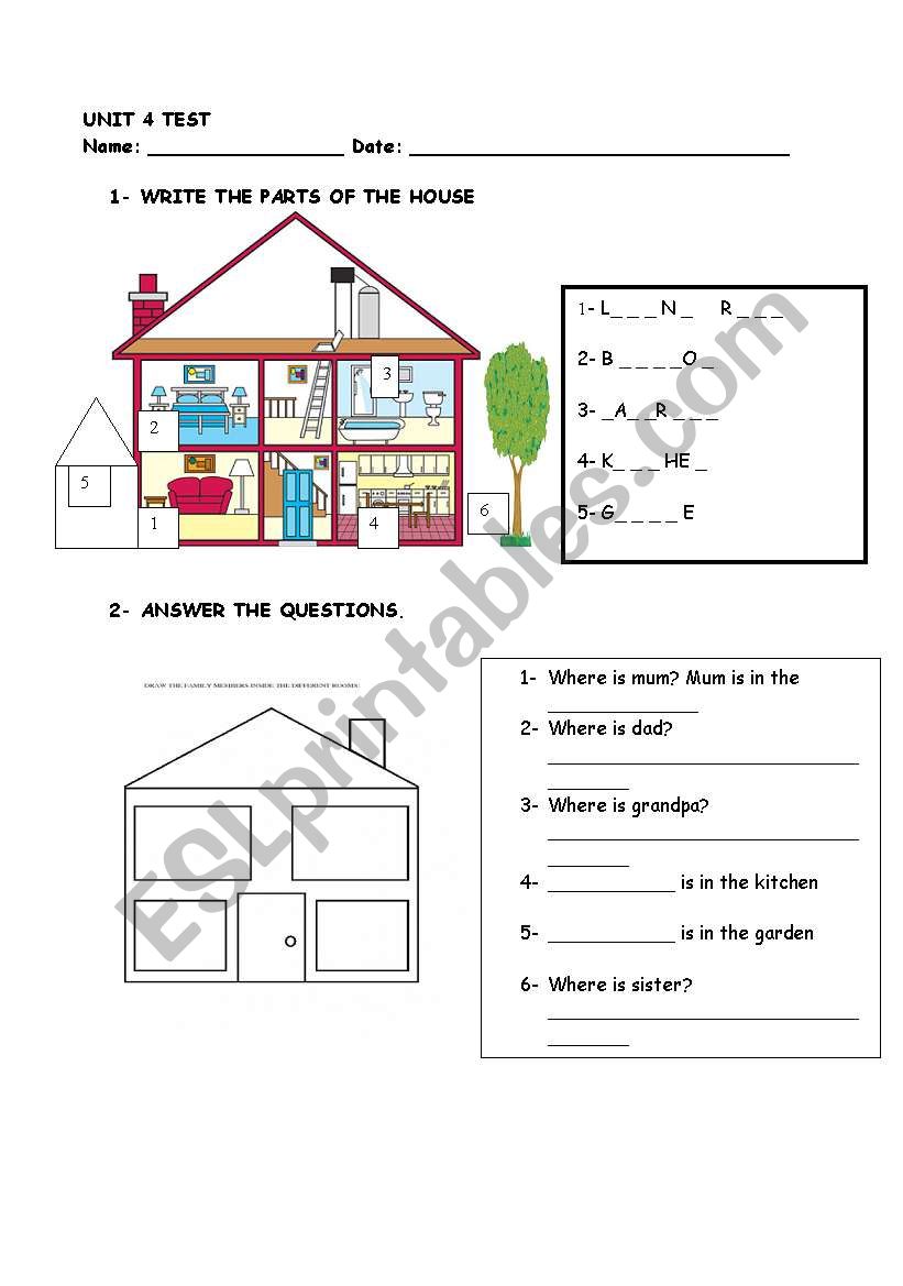 THE HOUSE AND THE FAMILY worksheet