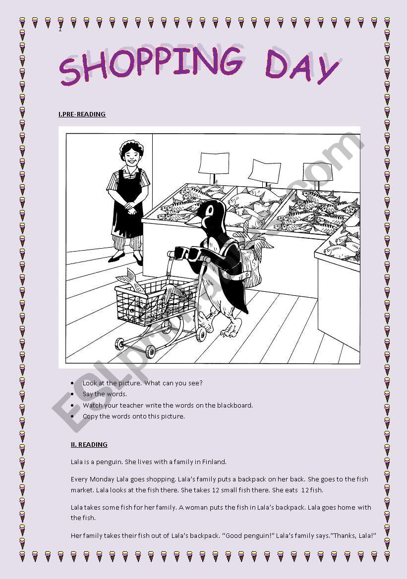 shopping day worksheet