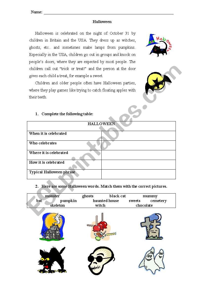 Halloween worksheet