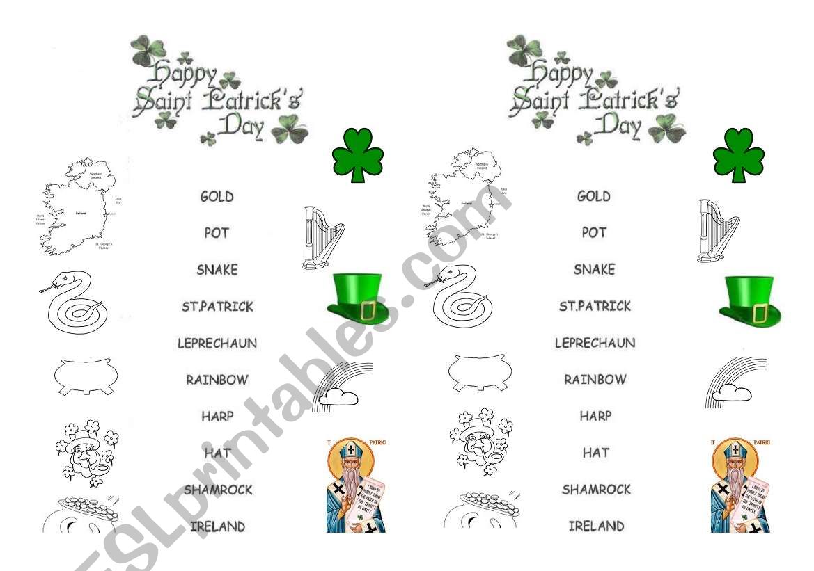 saint patrick vocabulary worksheet