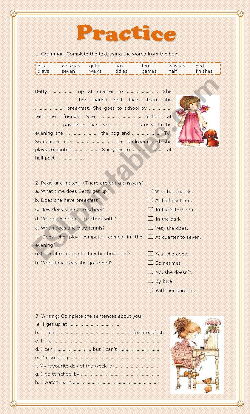 Present Simple Activities worksheet