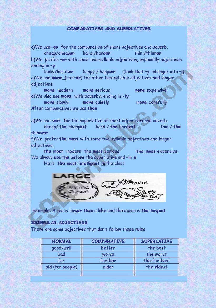 comparatives and superlatives worksheet