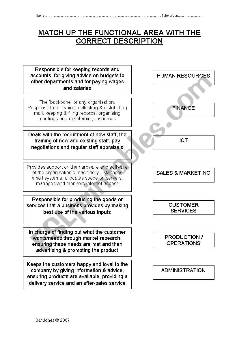 Business Floe worksheet