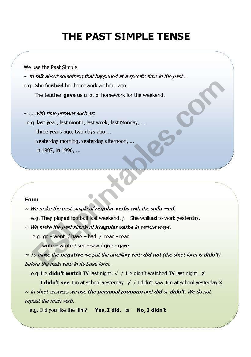 Past Simple worksheet