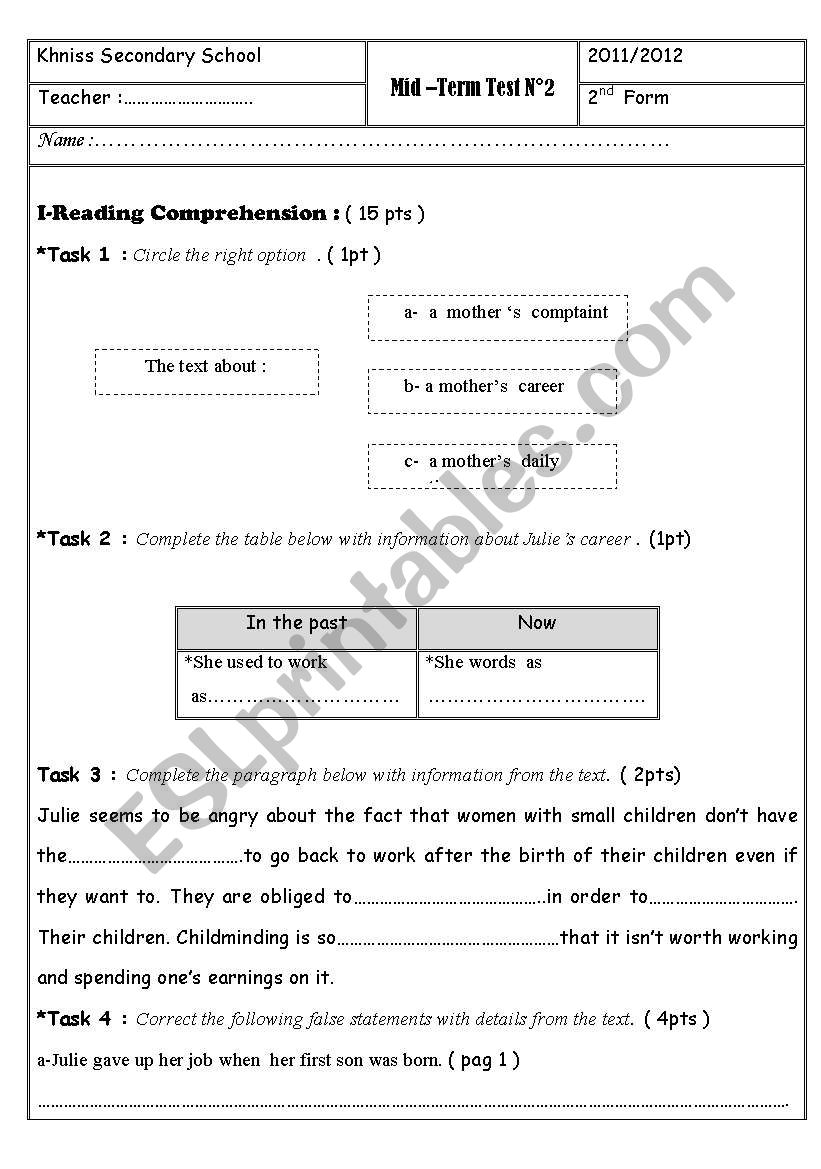 2nd full term exam for 2nd year