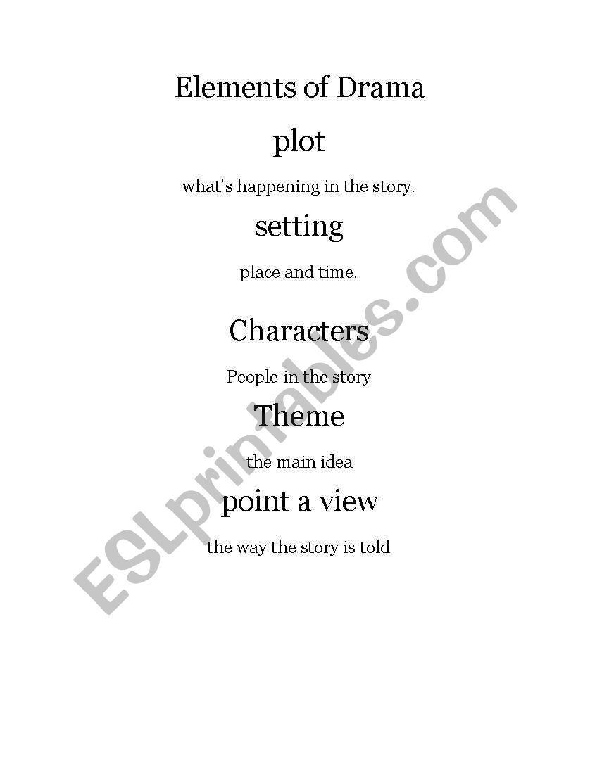 elments of story worksheet