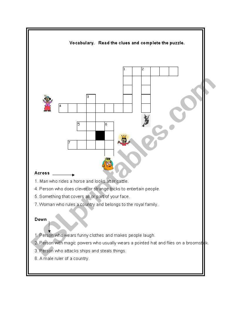 KING, CLOWN AND RODEO RIDER! worksheet